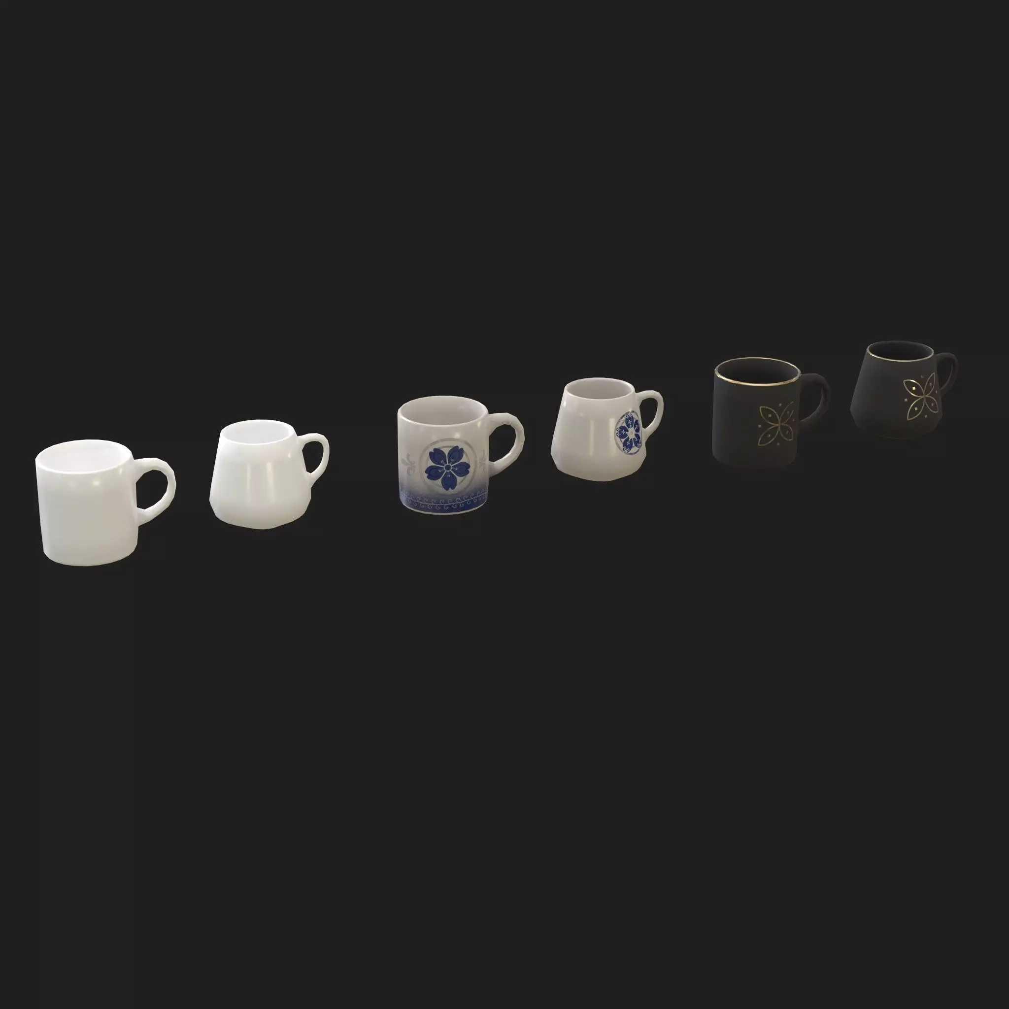 Cup 6 Piece Set Low-poly 3D model