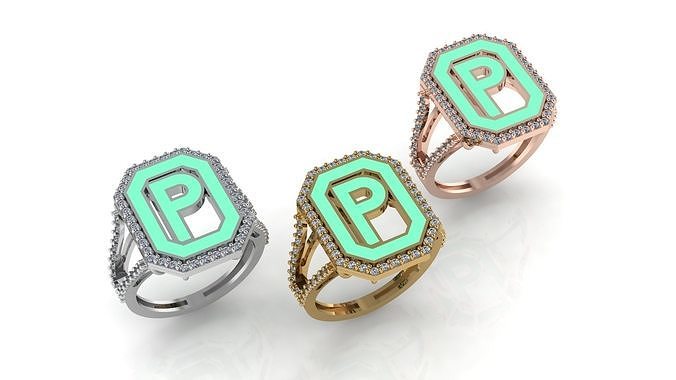 Alphabet Letters Ring P 3D print model