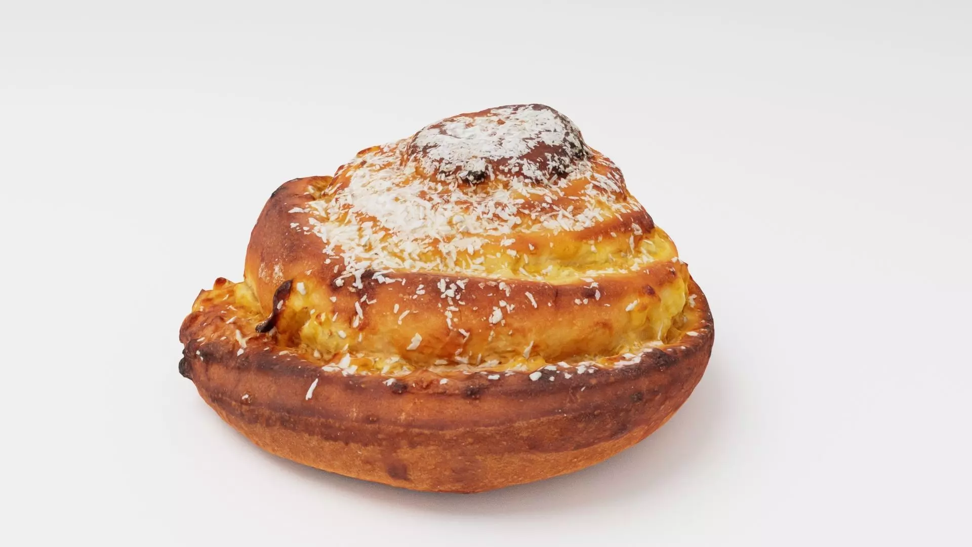 Roll or bun with coconut flakes 3D model_0