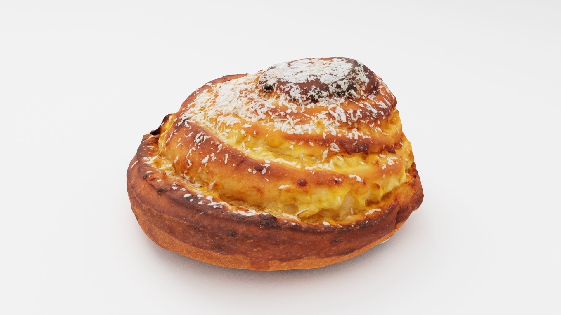 Roll or bun with coconut flakes 3D model_1