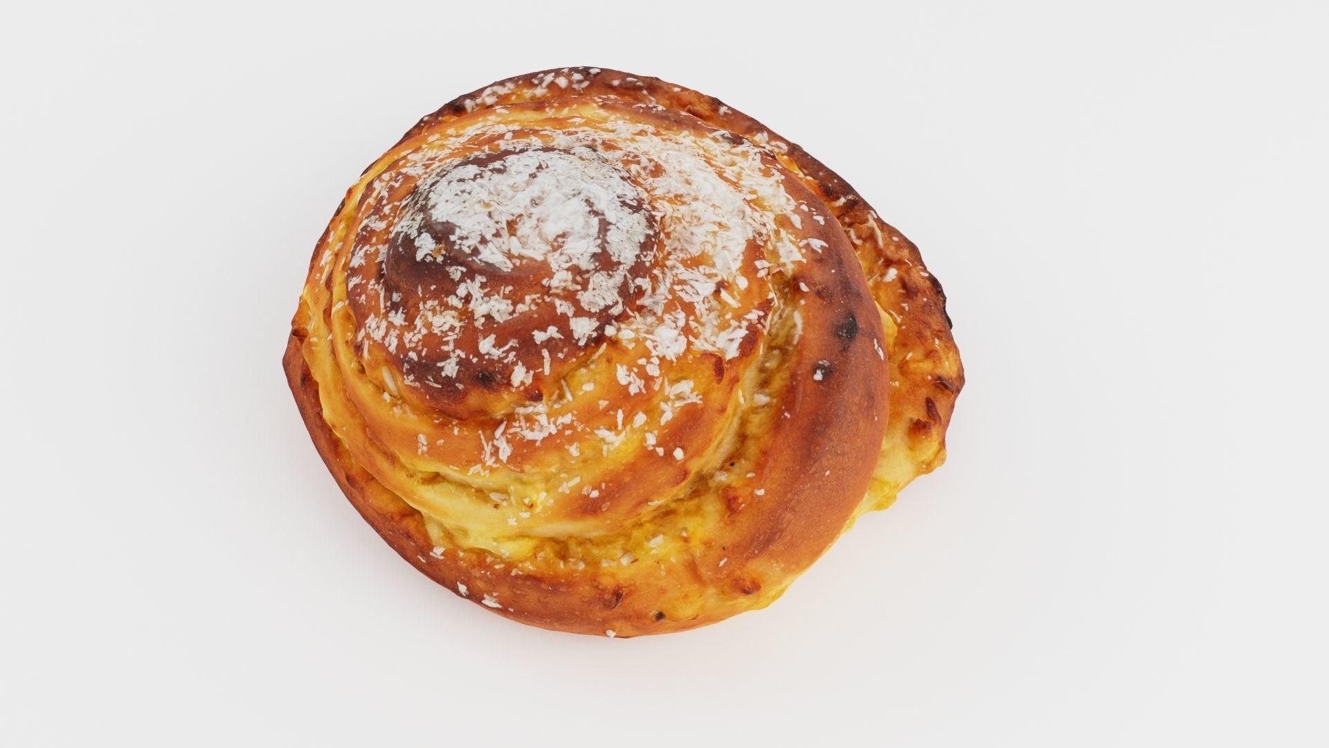 Roll or bun with coconut flakes 3D model_4