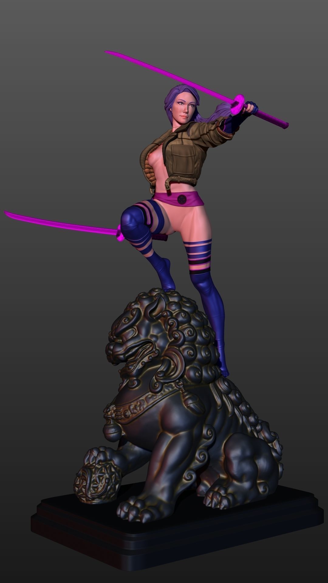 Psylocke jacket outfit 3D print model_2