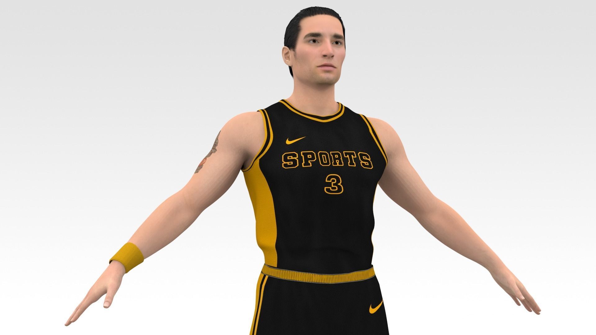 Basketball Player Black Player 01 3D model_1