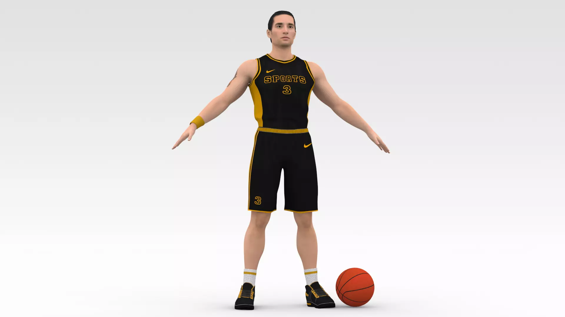 Basketball Player Black Player 01 3D model_0
