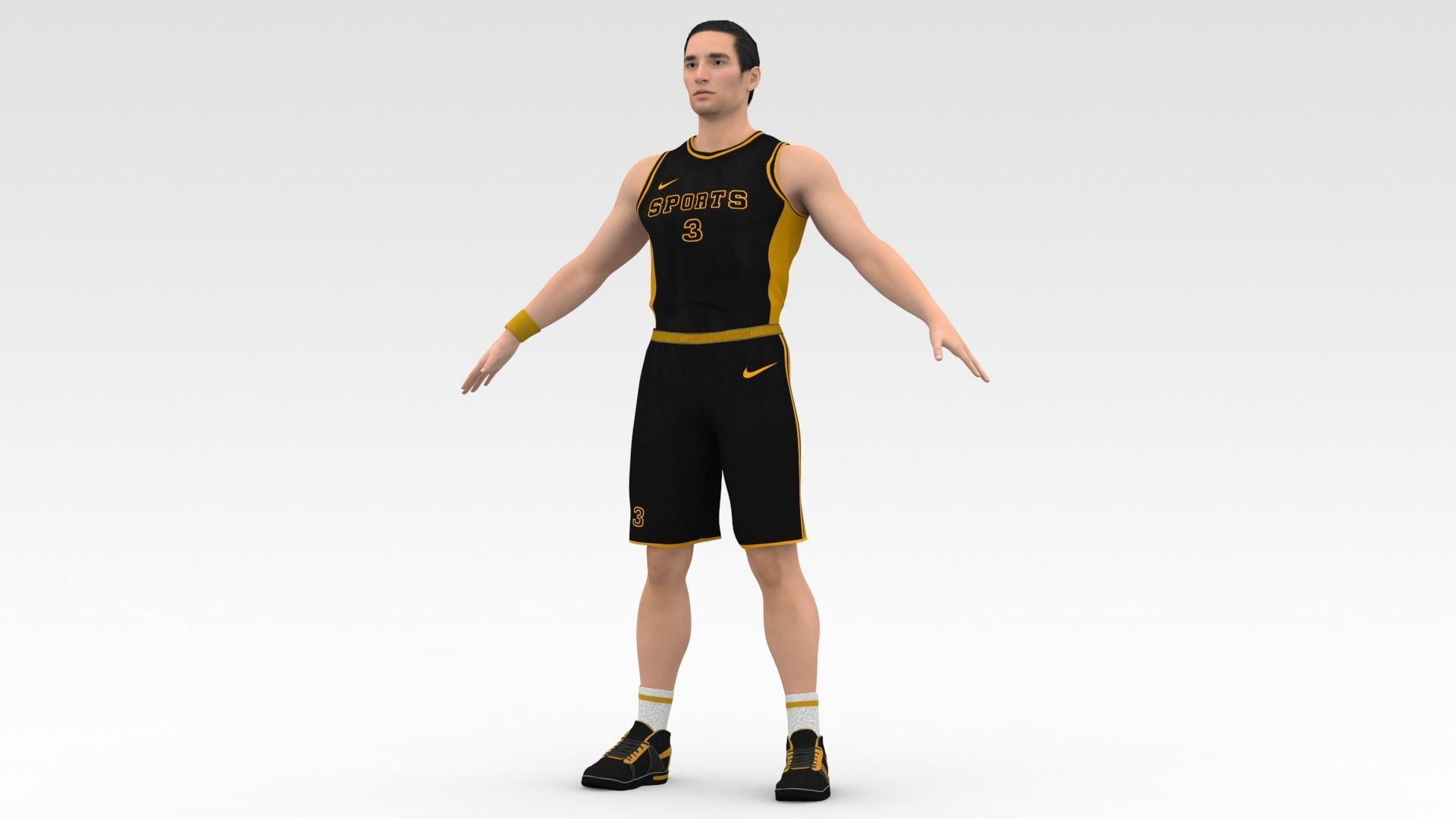 Basketball Player Black Player 01 3D model_2