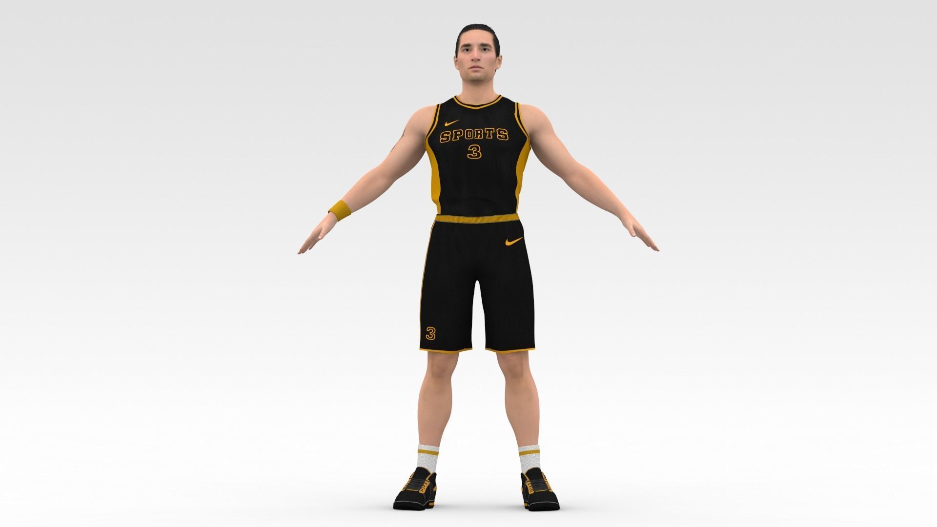 Basketball Player Black Player 01 3D model_6