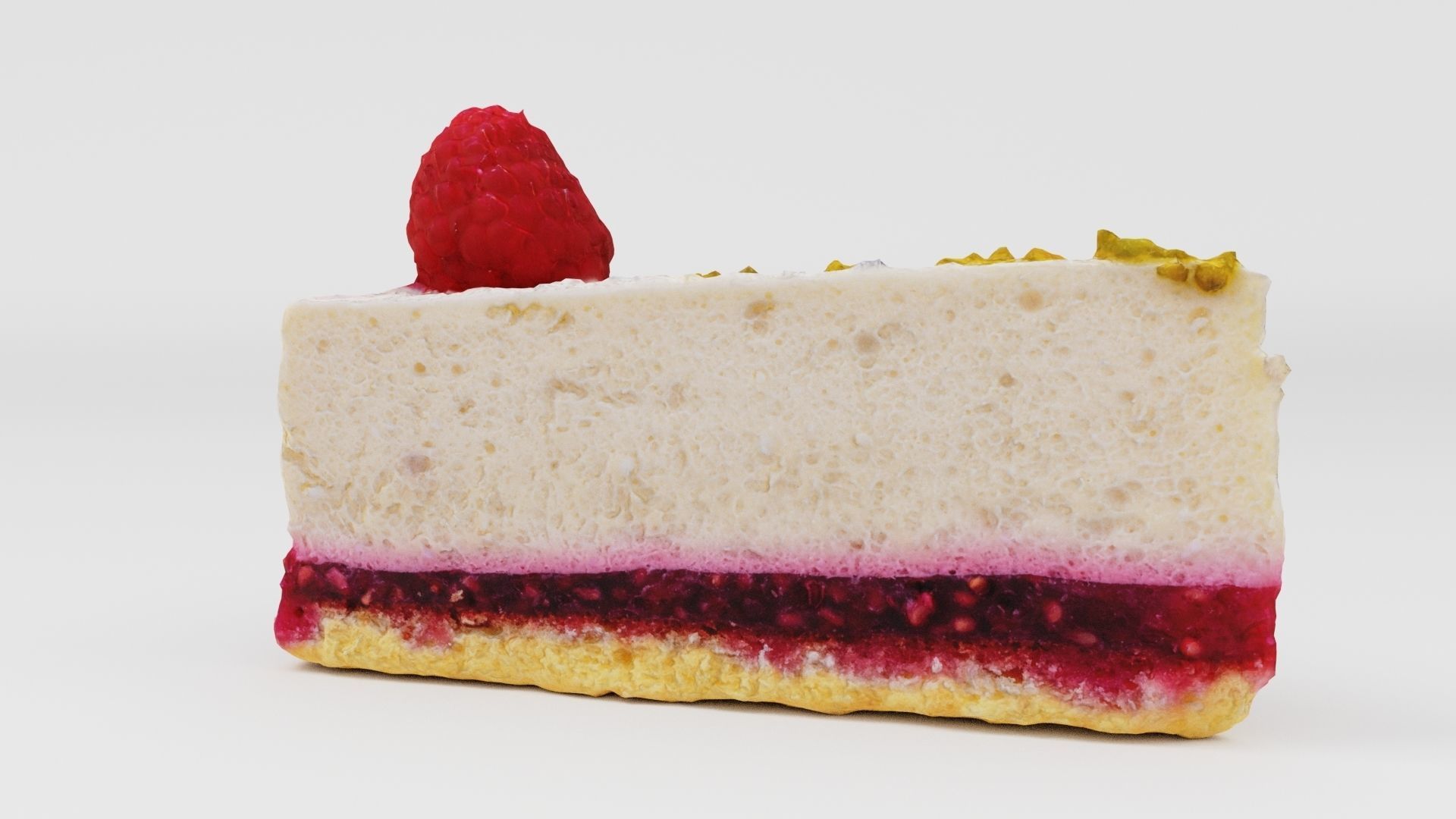 Cheesecake with raspberries sweet food snack lunch 3D model_2