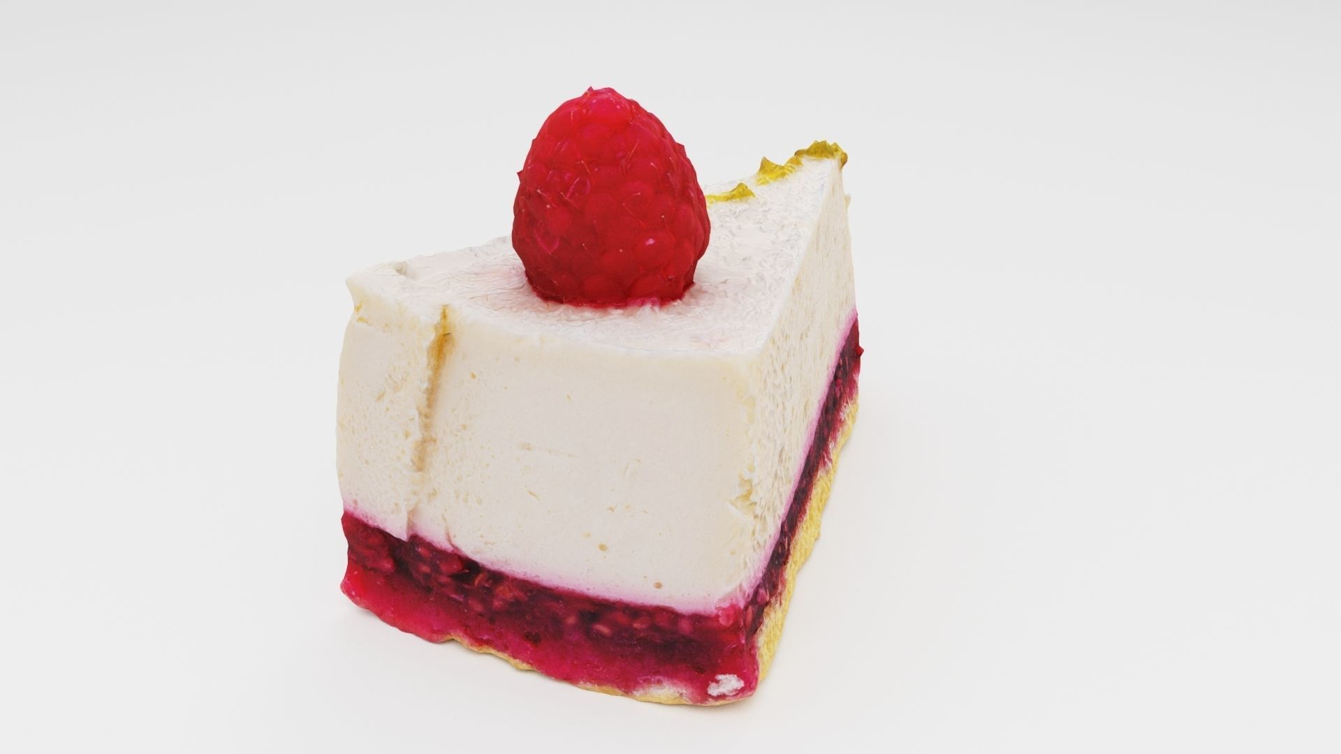 Cheesecake with raspberries sweet food snack lunch 3D model_6