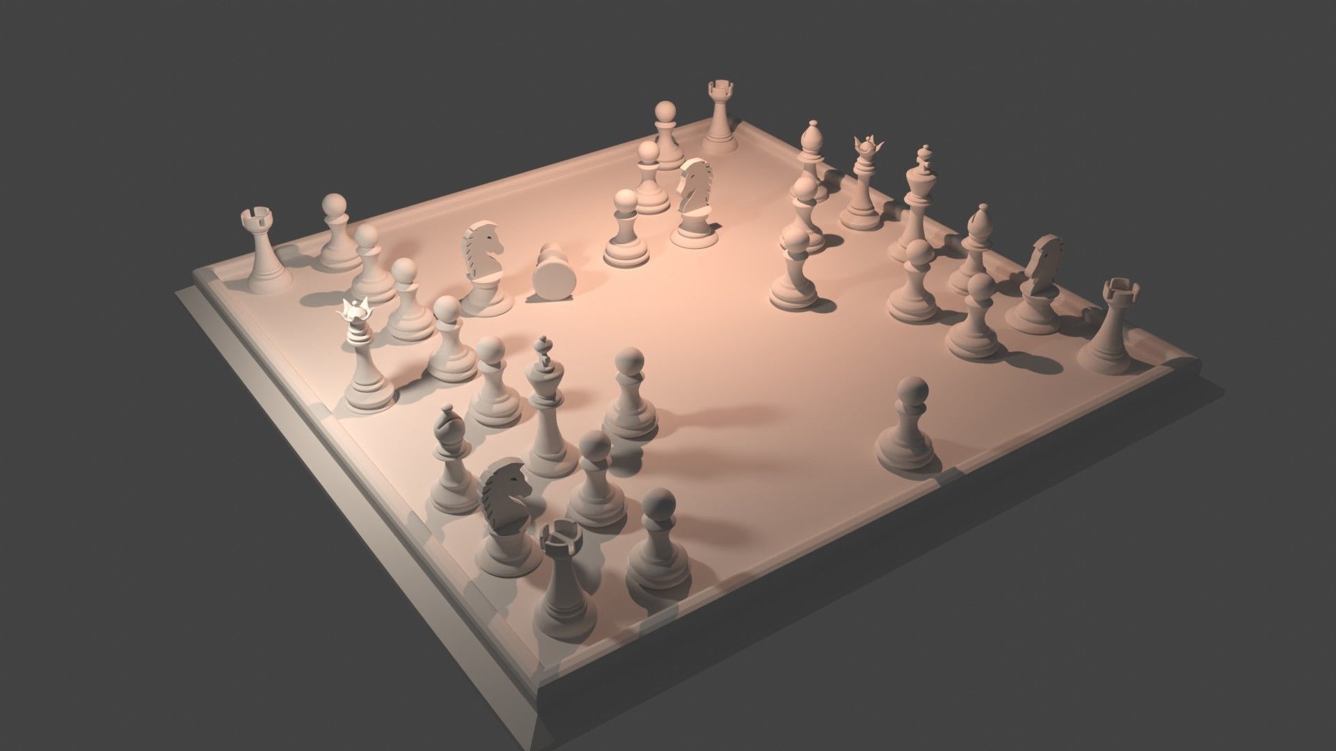 Metallic chrome chess set blender 3D model_9