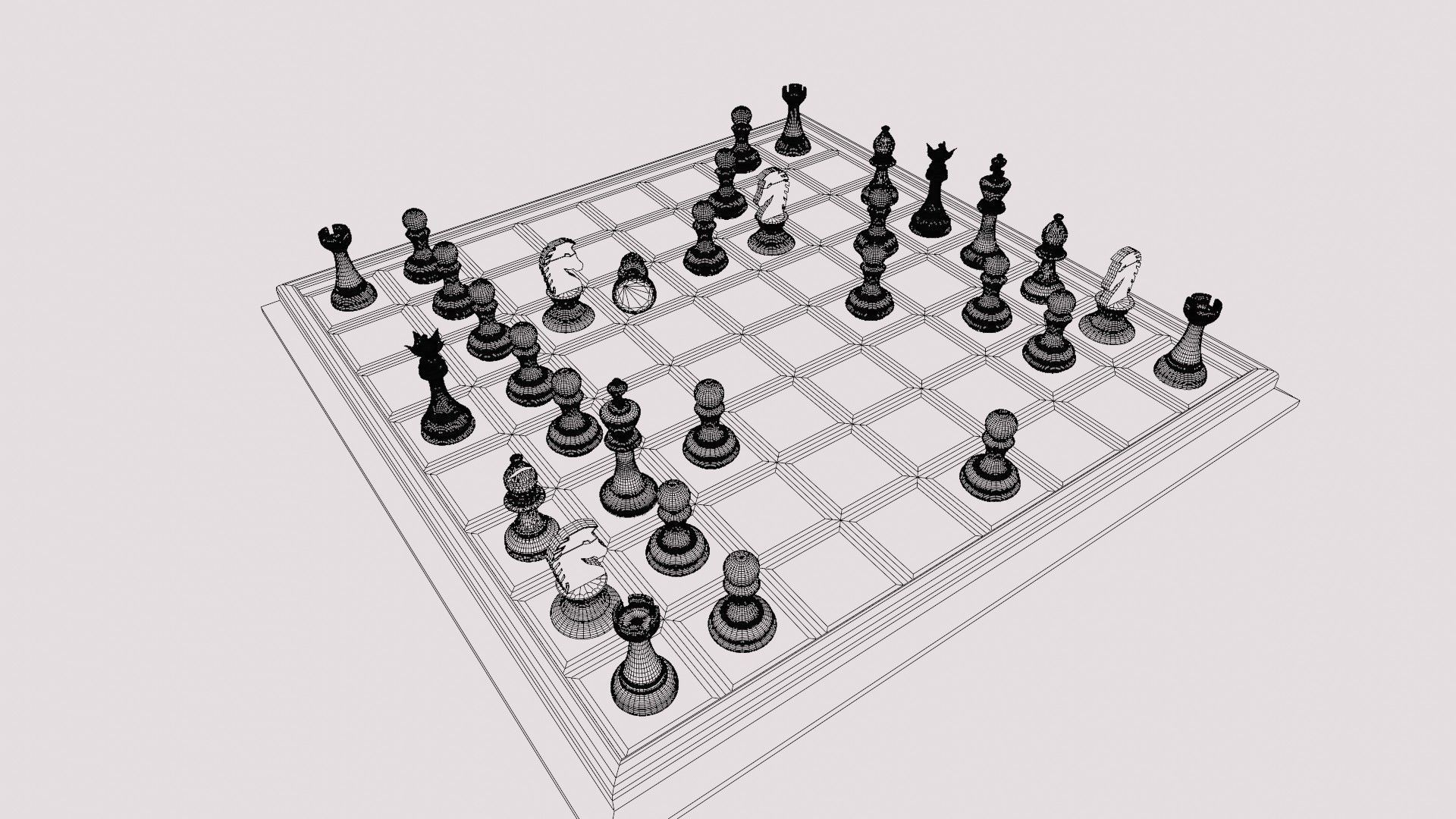 Metallic chrome chess set blender 3D model_12