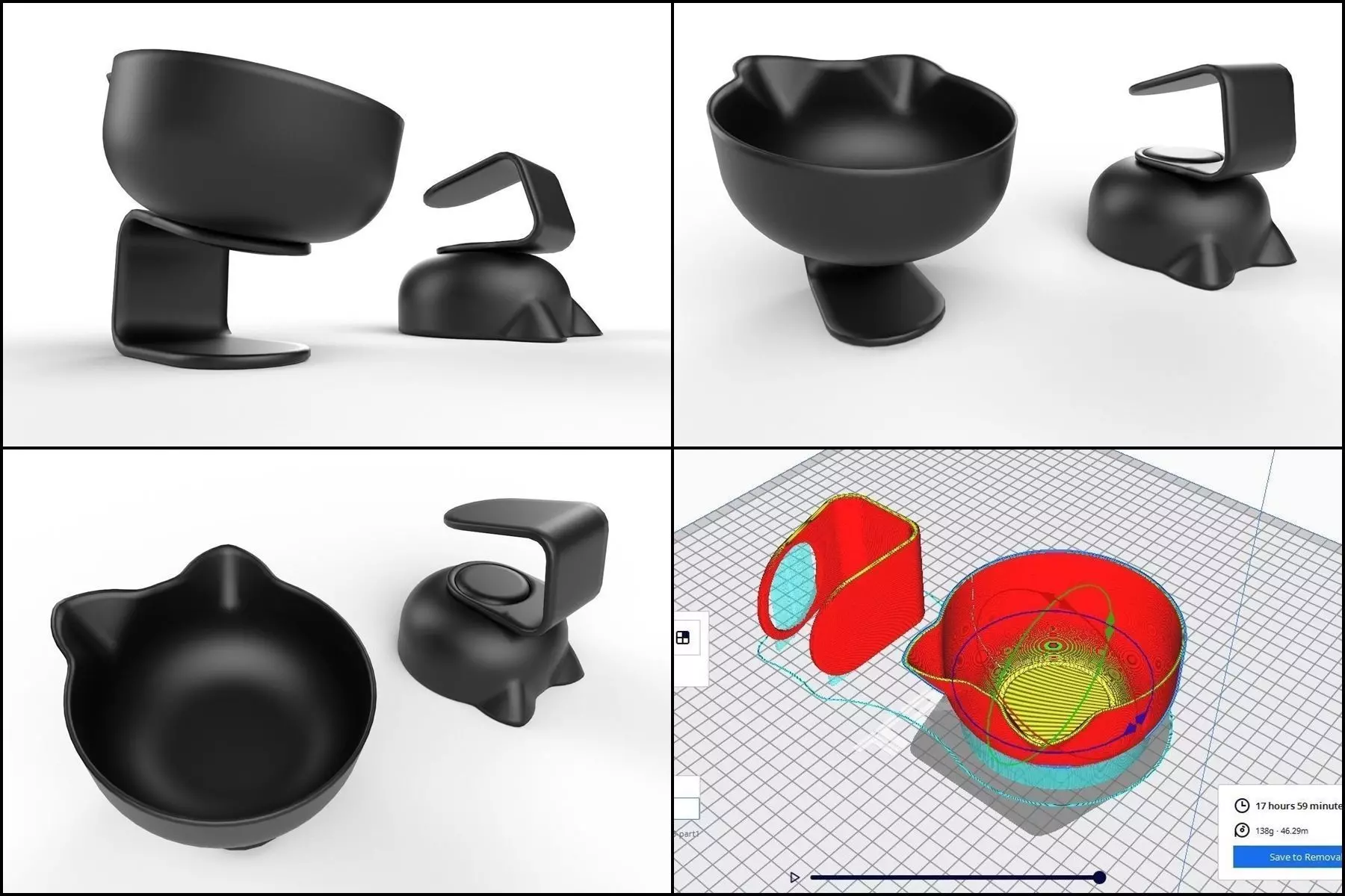 Pet Bowl M05 - with STL Low-poly 3D model