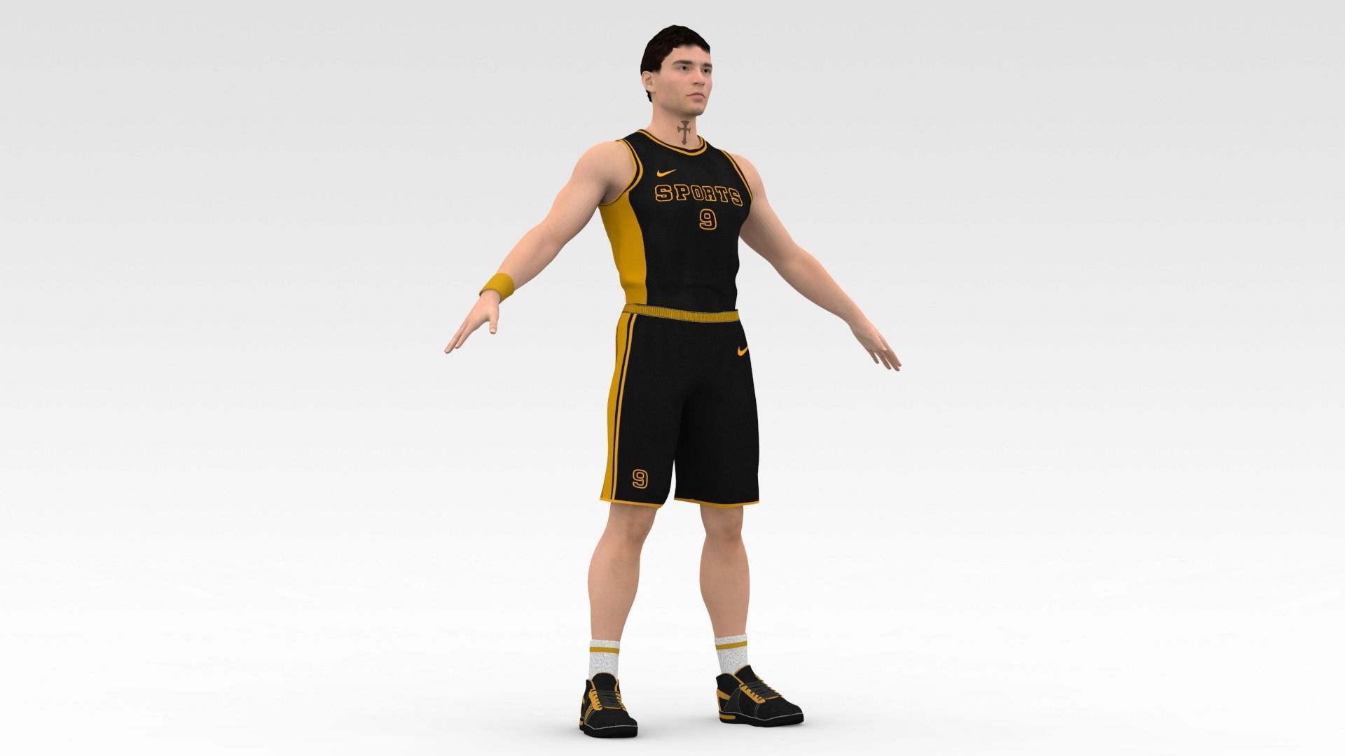 Basketball Player Black Player 03 3D model_5
