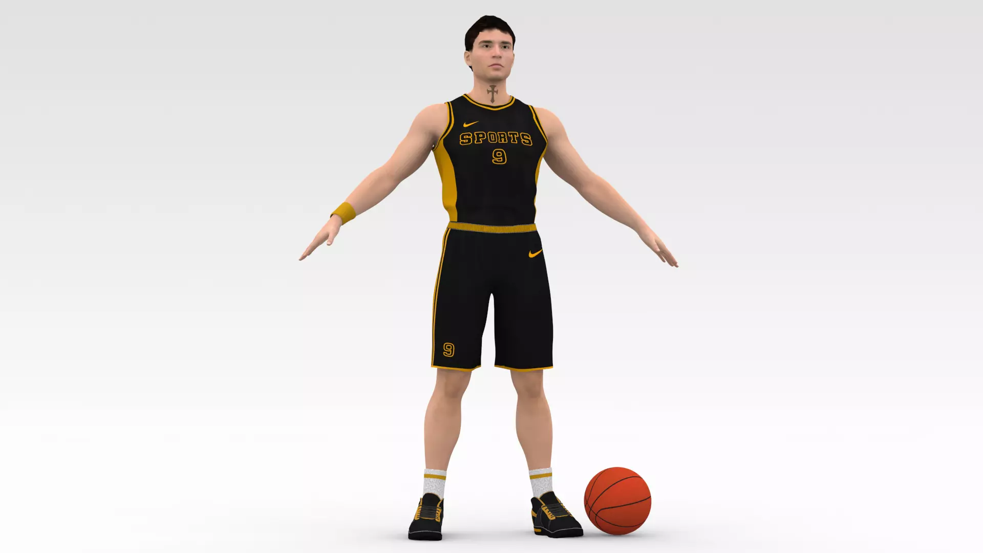 Basketball Player Black Player 03 3D model_0
