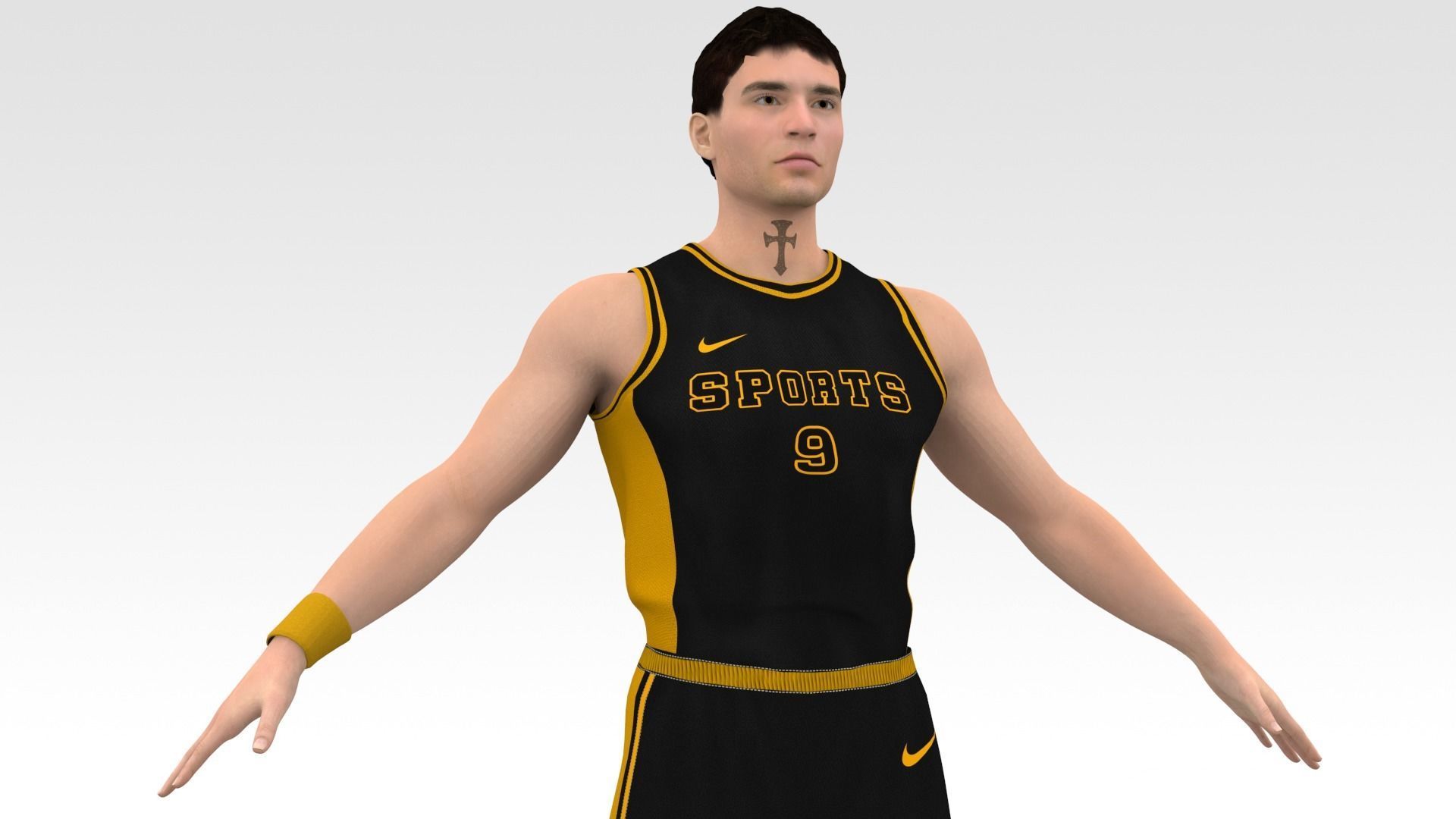 Basketball Player Black Player 03 3D model_1