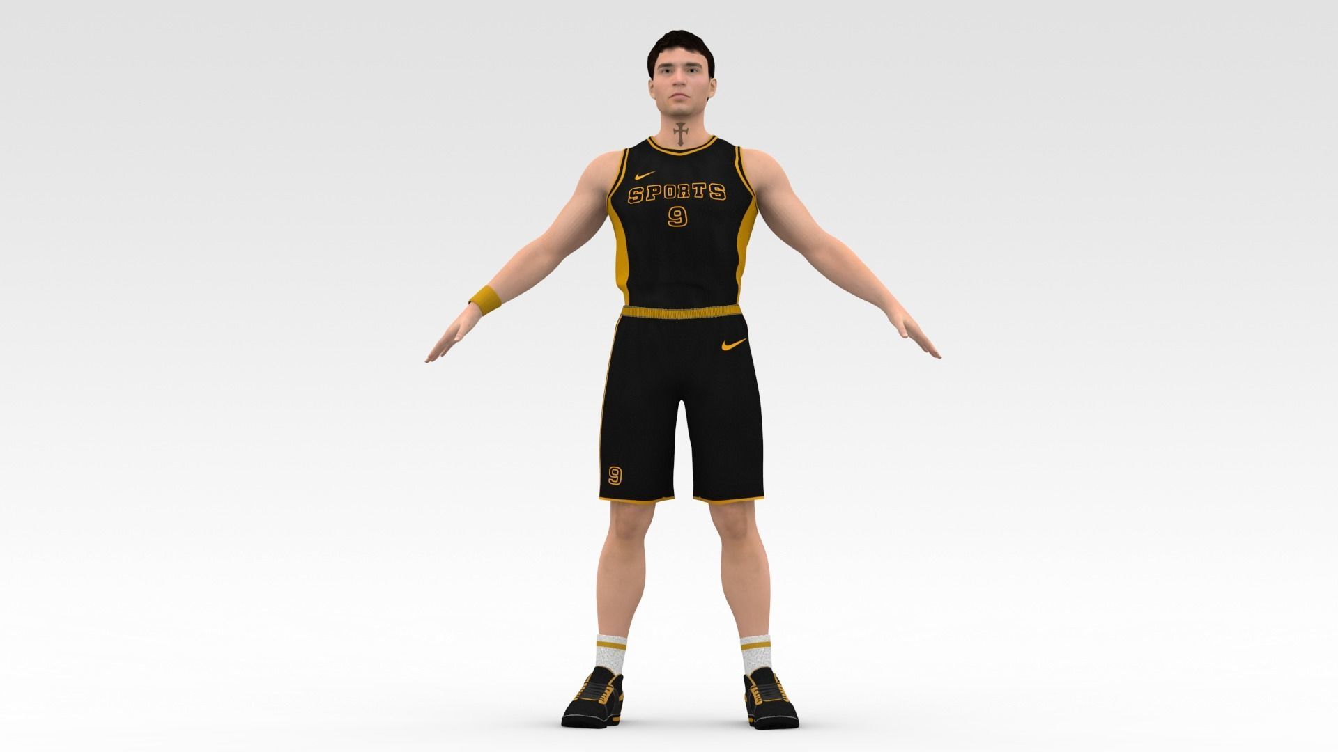 Basketball Player Black Player 03 3D model_6