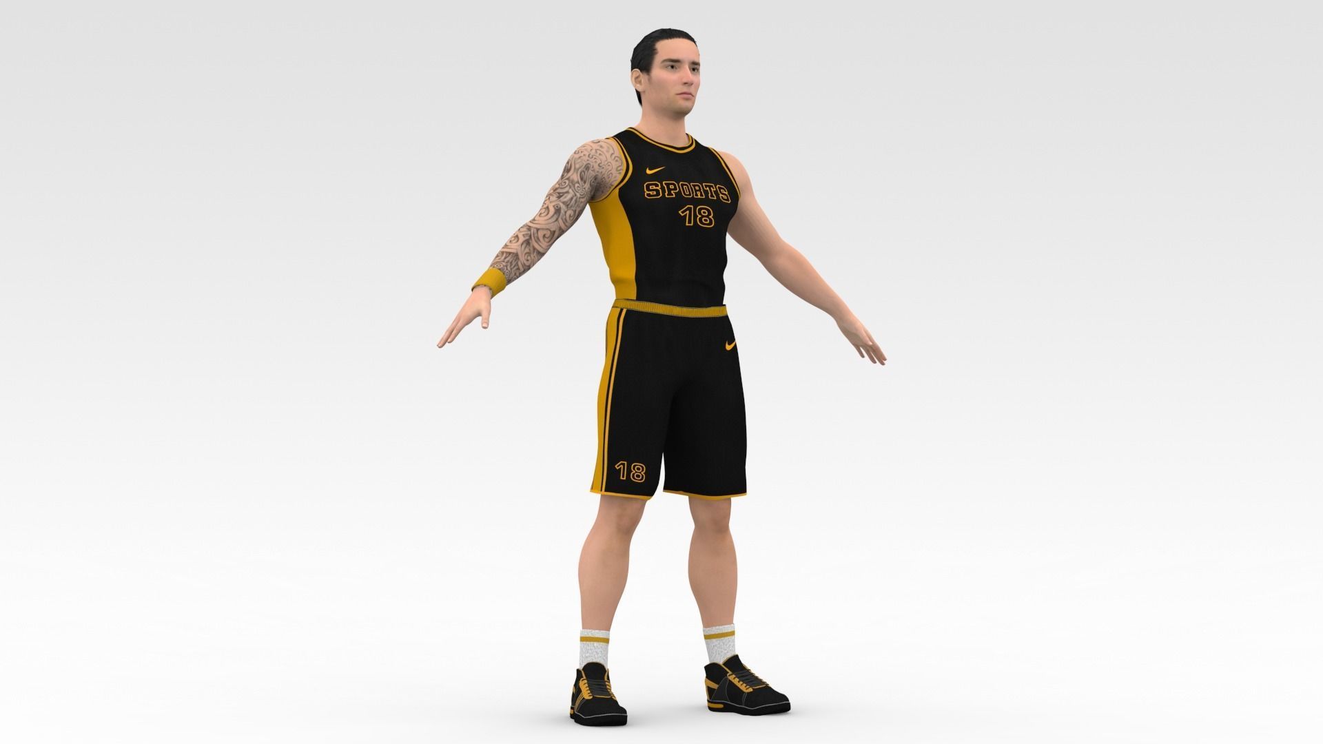 Basketball Player Black Player 04 3D model_5