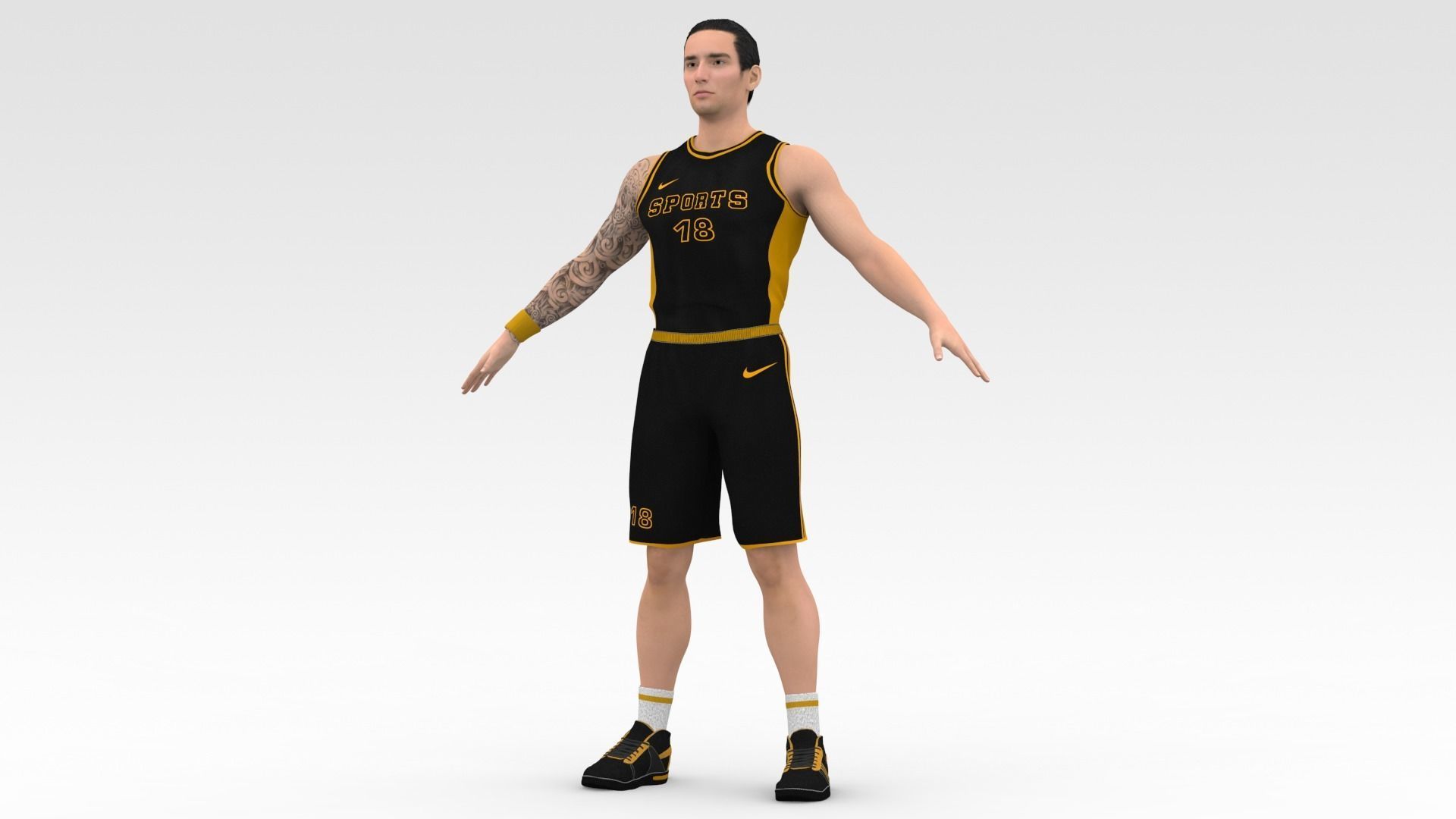 Basketball Player Black Player 04 3D model_2