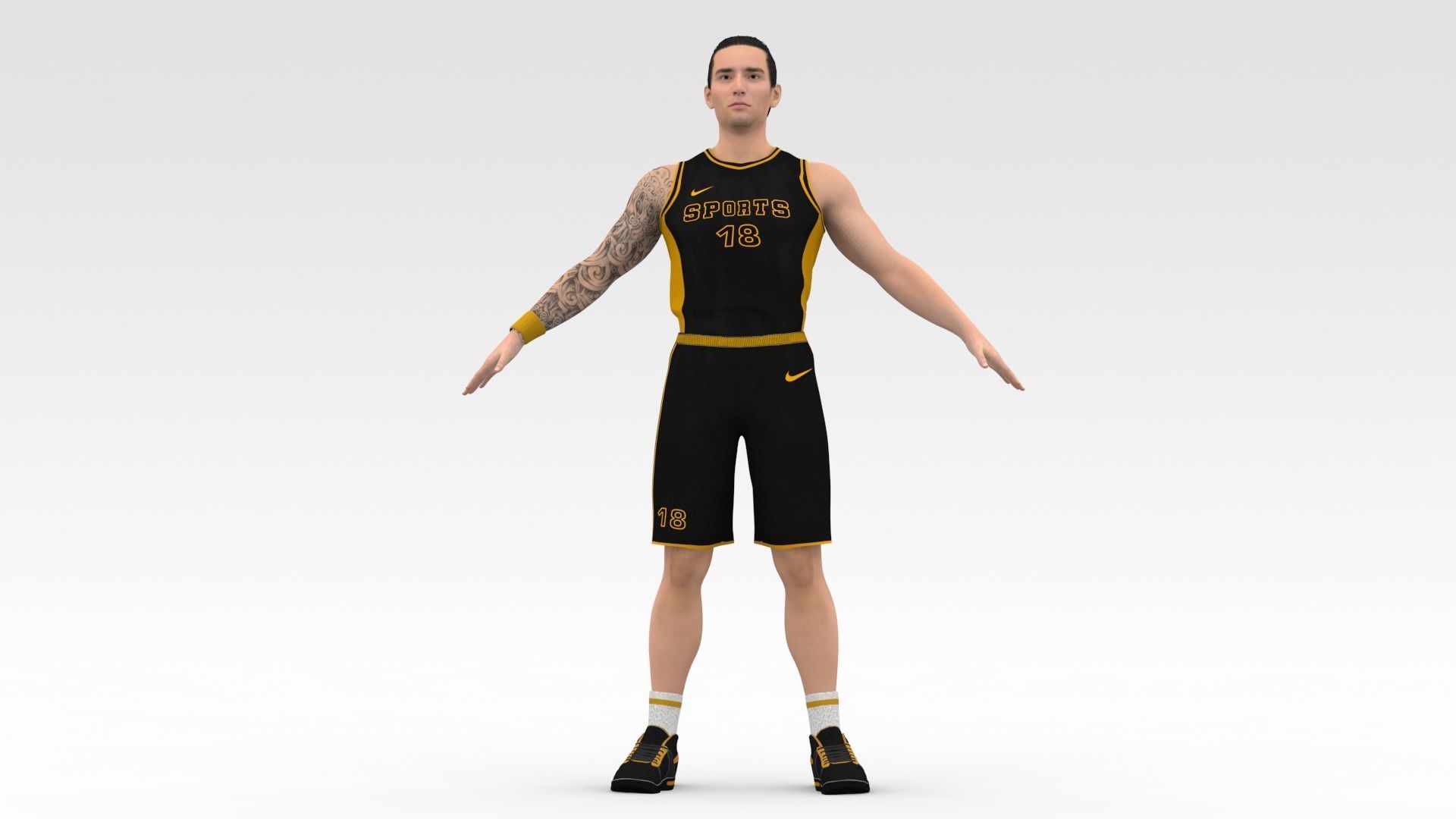 Basketball Player Black Player 04 3D model_6