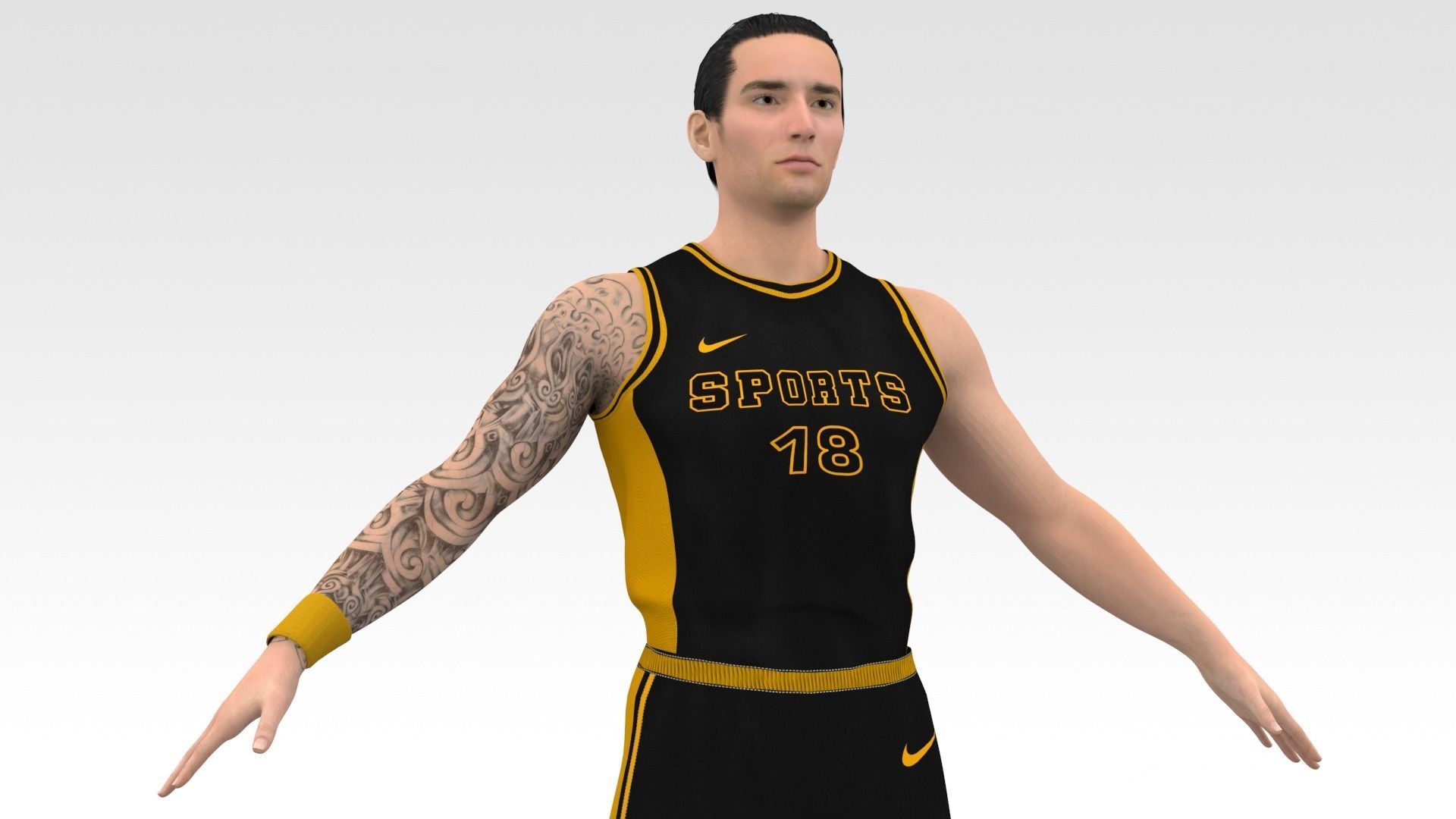 Basketball Player Black Player 04 3D model_1