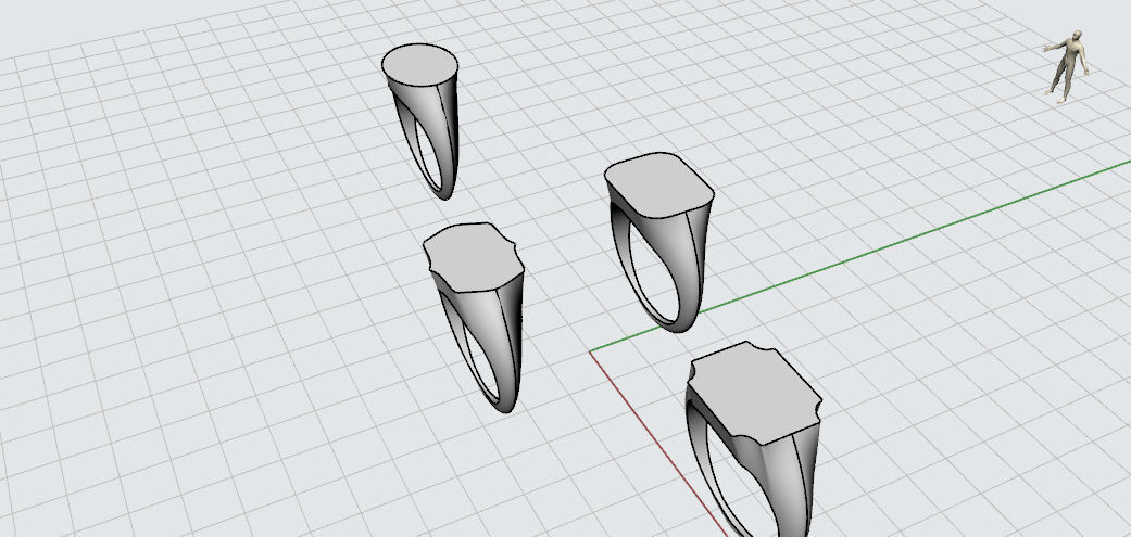 US 1 to 13 sizes rectangle signet ring stl verified  3D print model_5