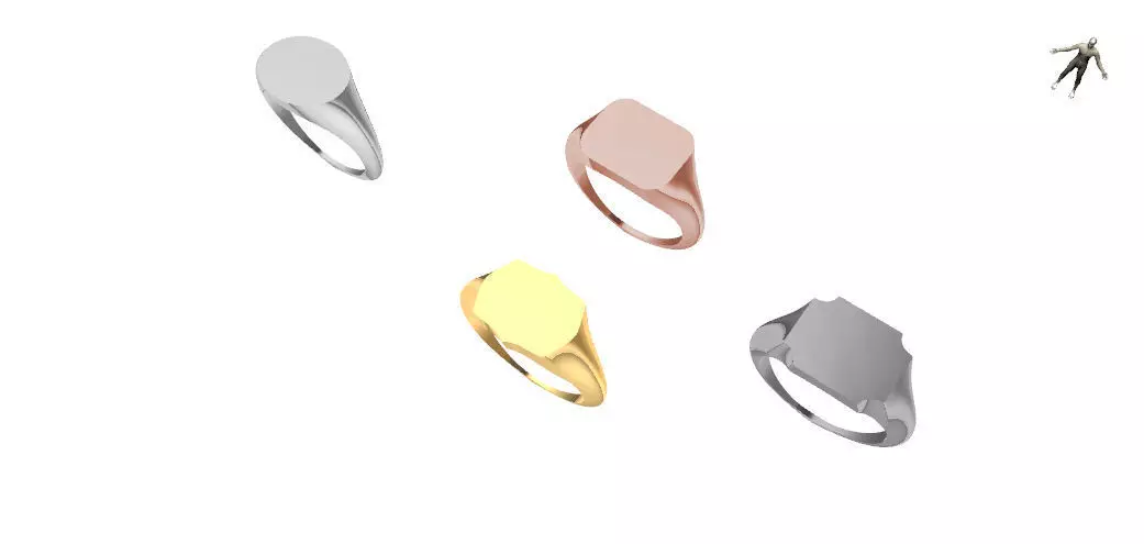 US 1 to 13 sizes rectangle signet ring stl verified  3D print model_0