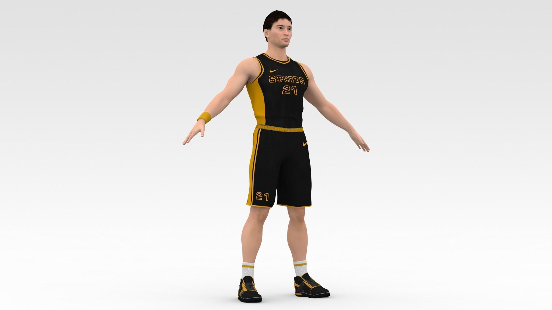 Basketball Player Black Player 05 3D model_5