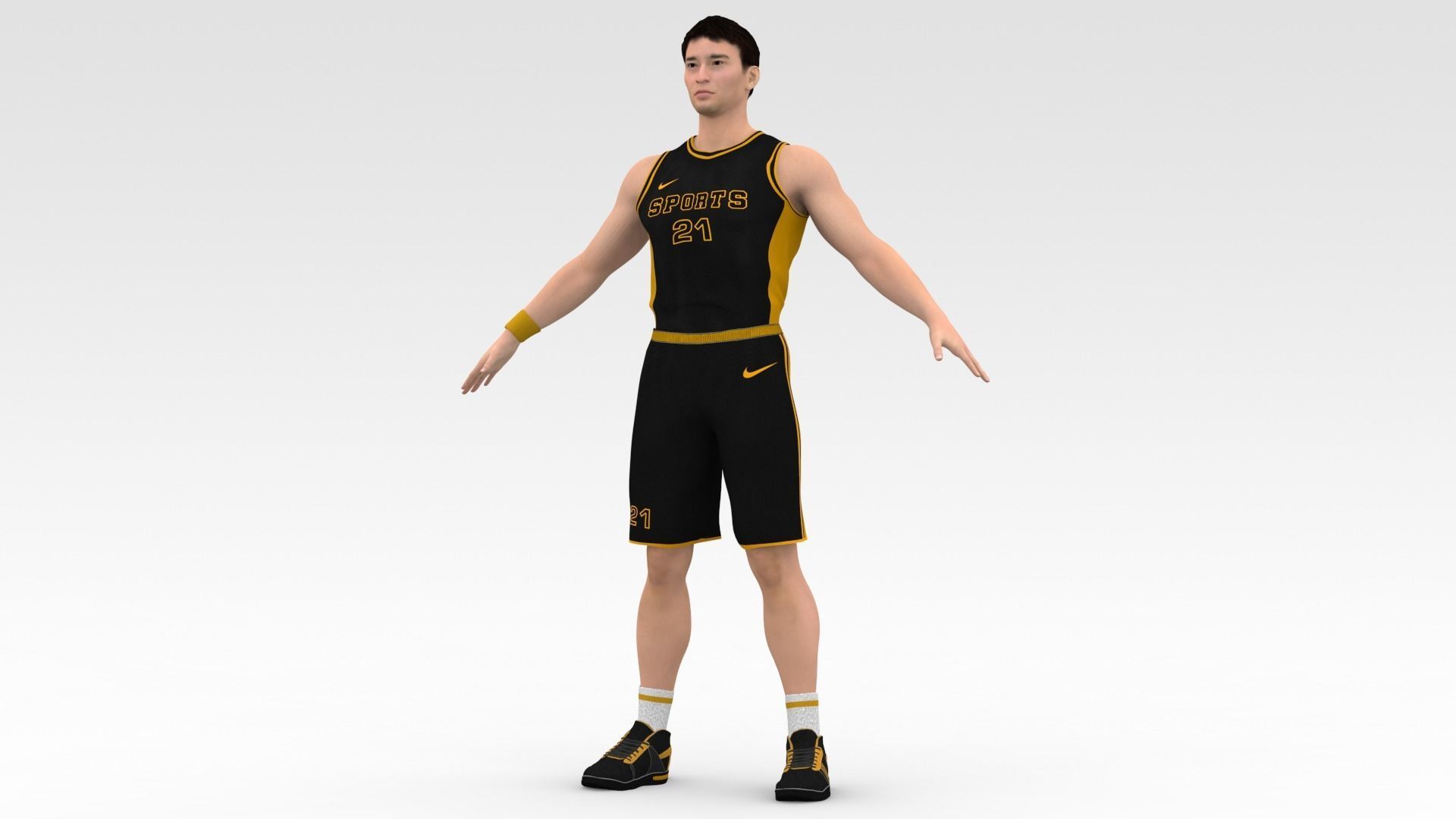 Basketball Player Black Player 05 3D model_2
