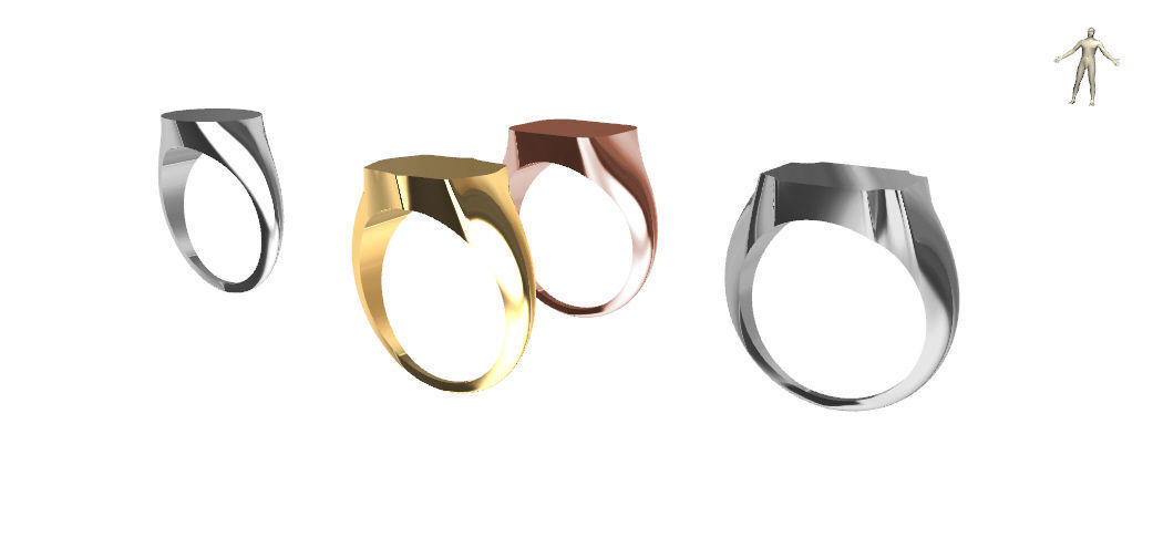 US 1to 13 sizes corners signet ring stl verified  3D print model_2