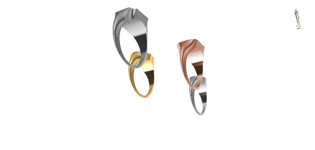 US 1to 13 sizes corners signet ring stl verified  3D print model_3