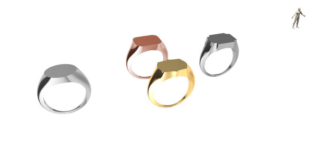 US 1 to 13 sizes hexagon signet ring stl verified 3D print model_2