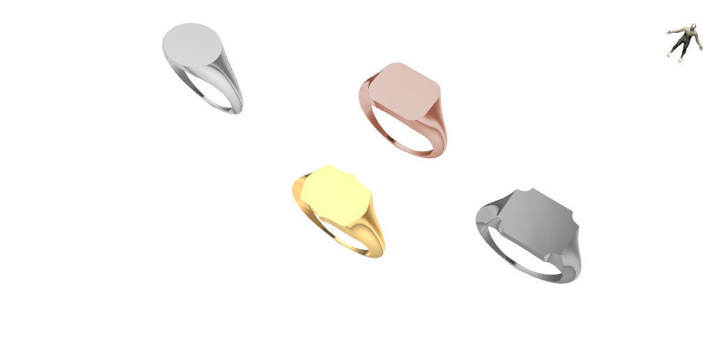 US 1 to 13 sizes hexagon signet ring stl verified 3D print model_1