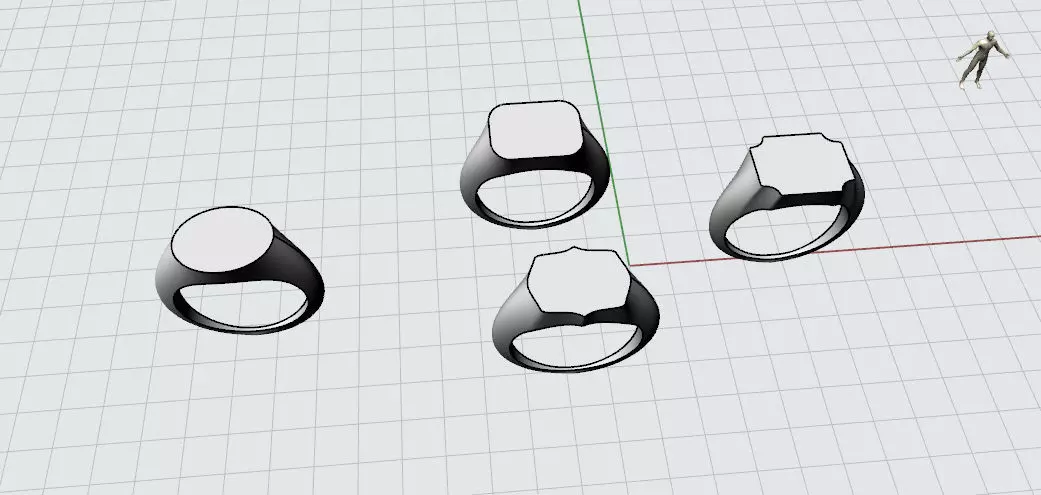 US 1 to 13 sizes hexagon signet ring stl verified 3D print model_0