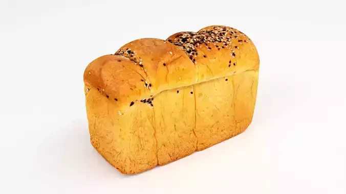 Low poly Baked white Bread bun 3D model