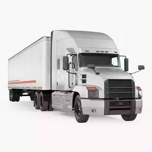 Semi Truck with Trailer Generic Simple Interior 3D model