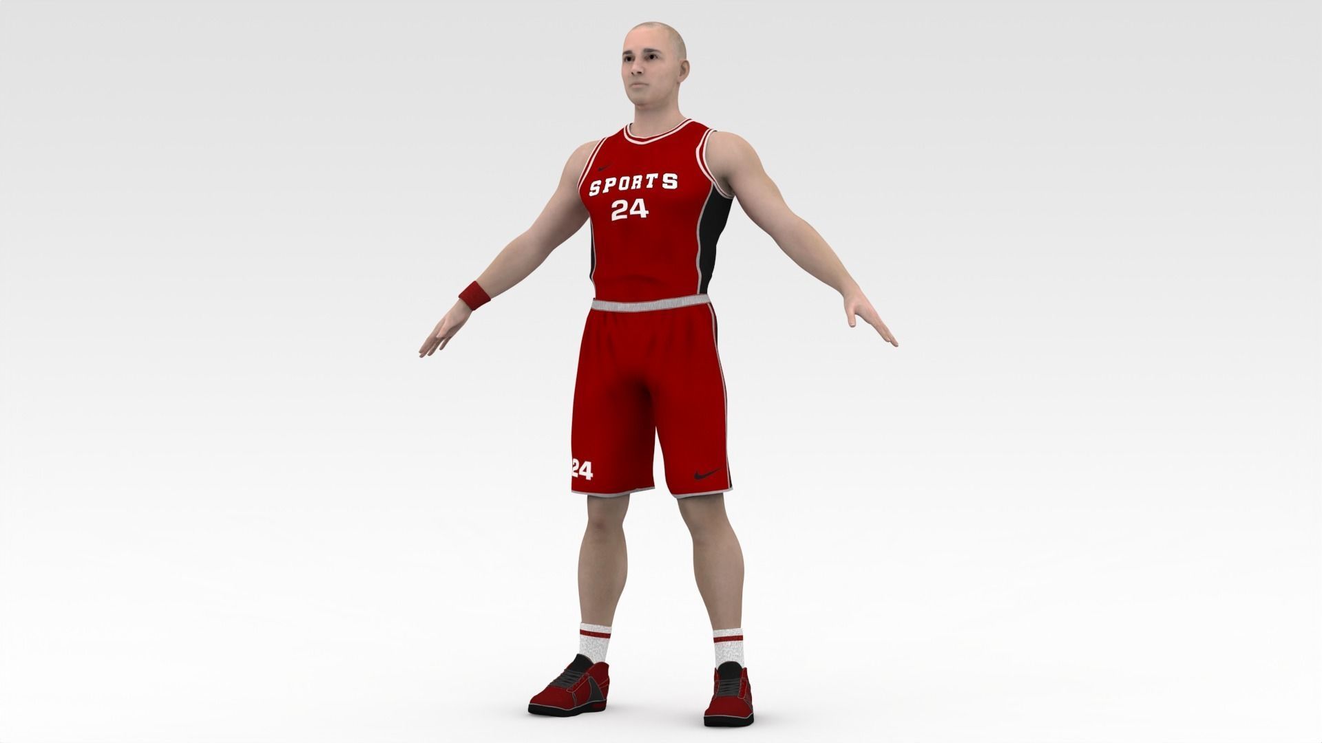 Basketball Player Red Player 01 3D model_2