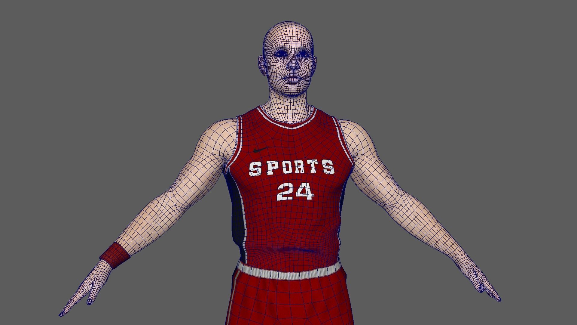 Basketball Player Red Player 01 3D model_8