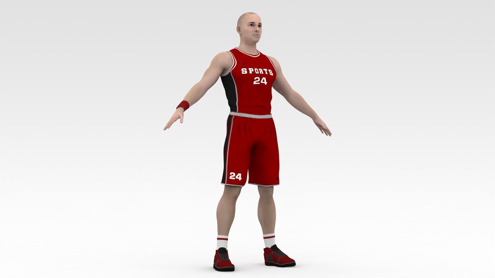 Basketball Player Red Player 01 3D model_5