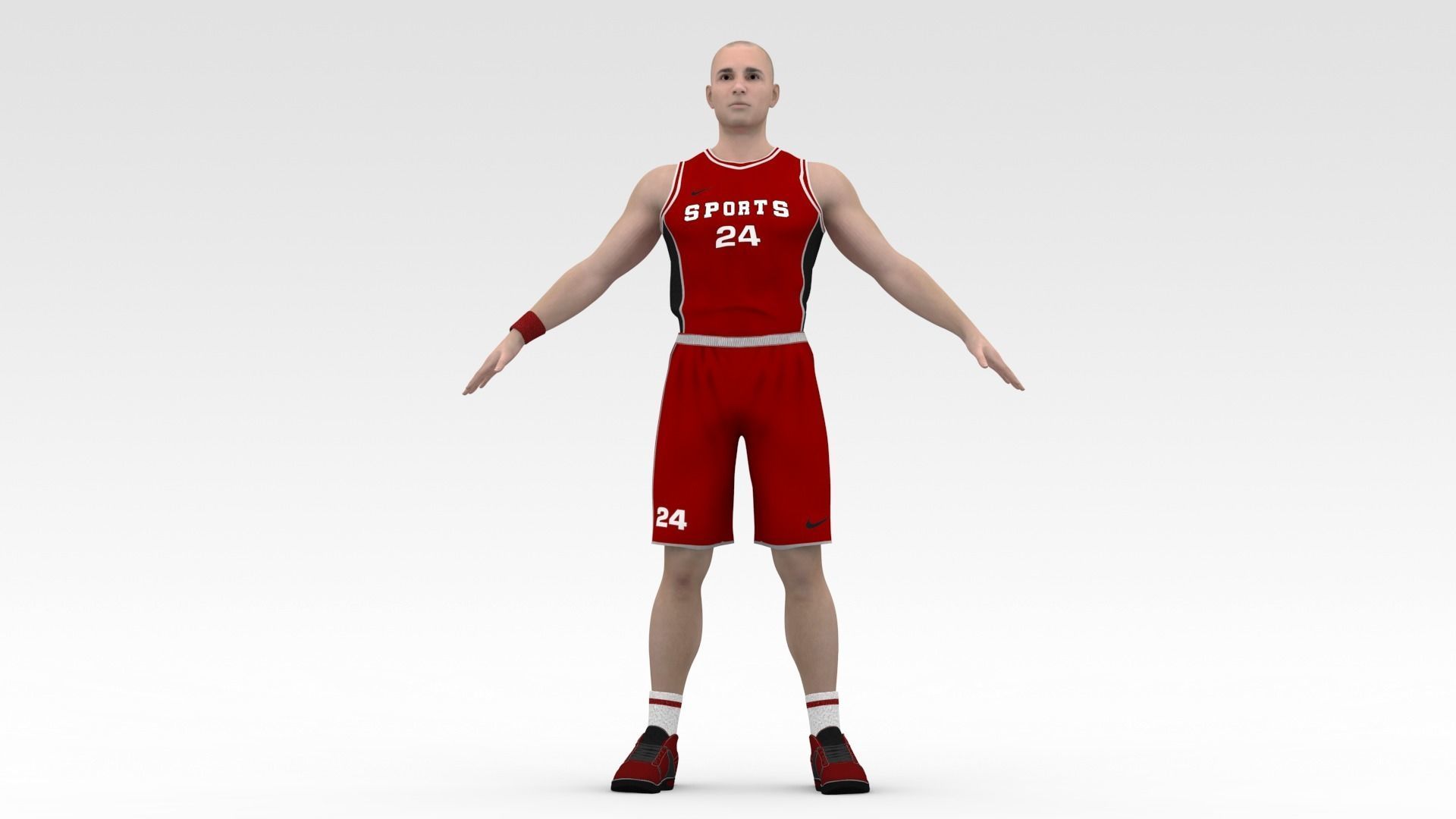 Basketball Player Red Player 01 3D model_6
