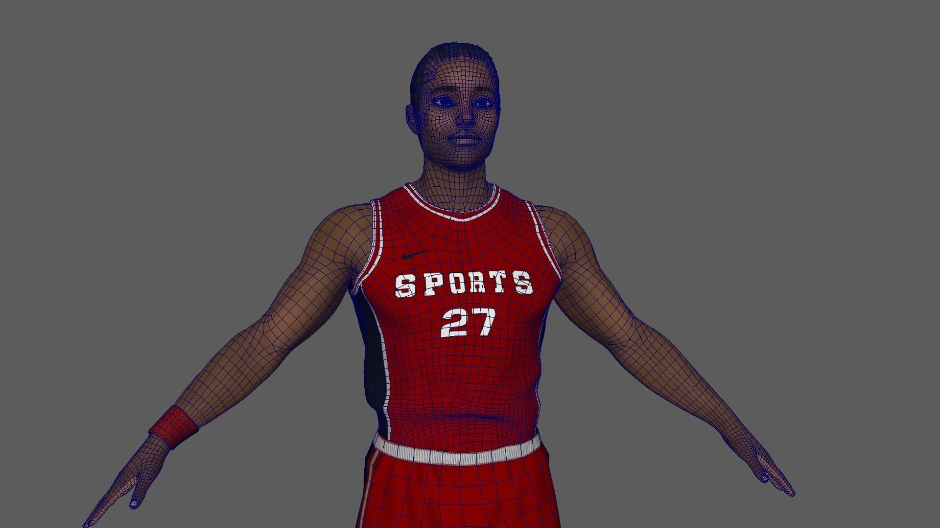 Basketball Player Red Player 02 3D model_8