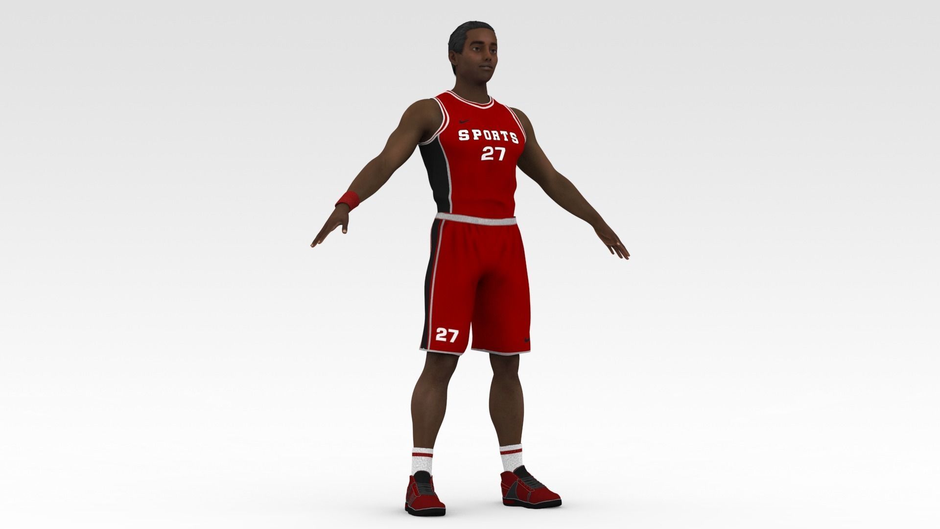Basketball Player Red Player 02 3D model_5