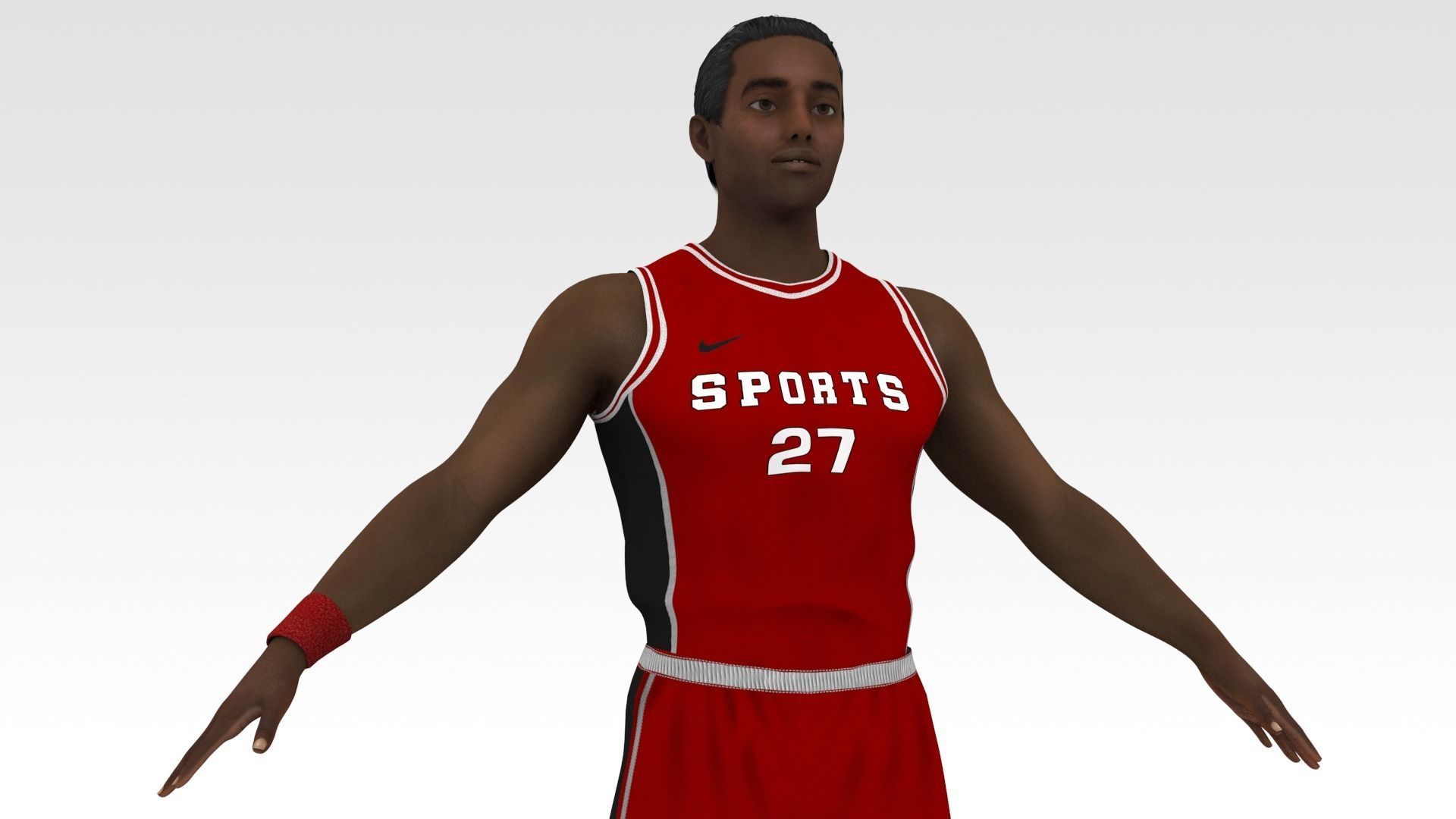 Basketball Player Red Player 02 3D model_1