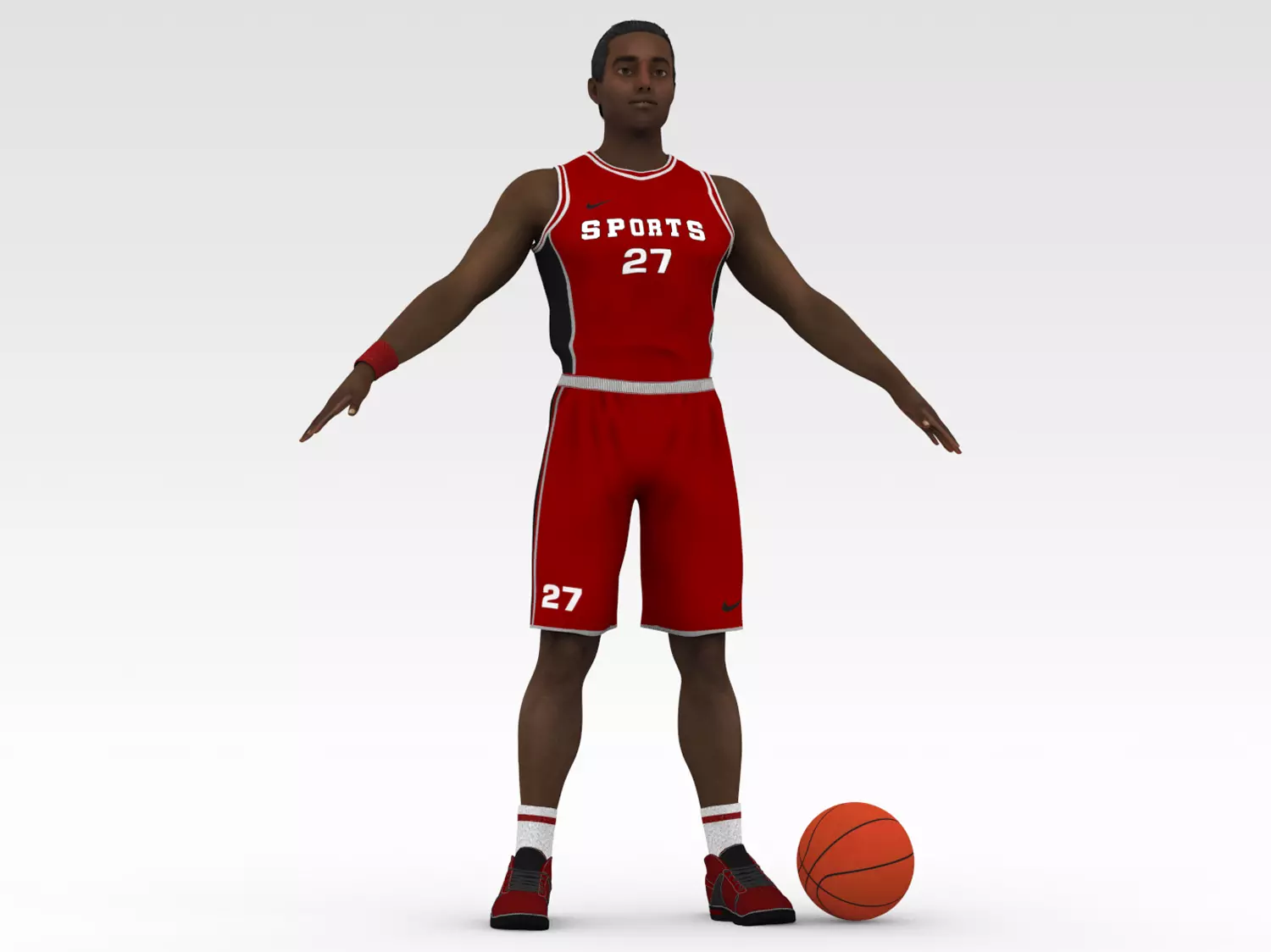 Basketball Player Red Player 02 3D model_0