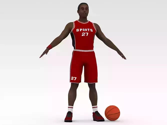 Basketball Player Red Player 02 3D model