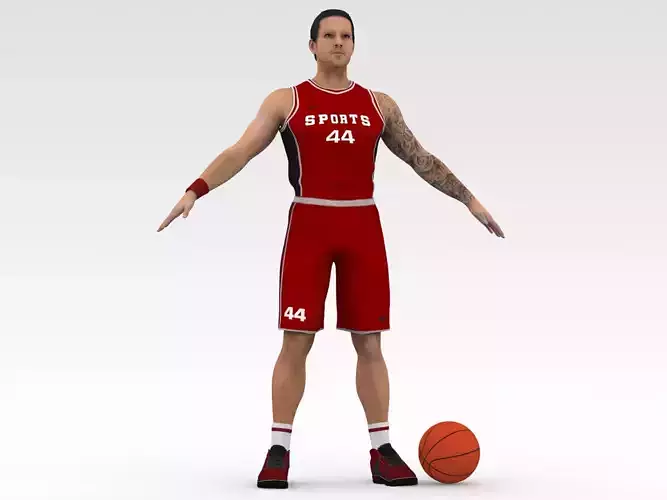 Basketball Player Red Player 03 3D model