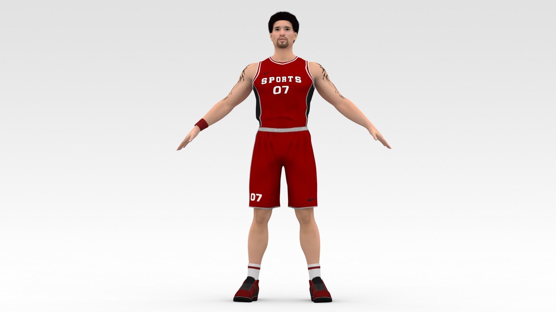 Basketball Player Red Player 04 3D model_6