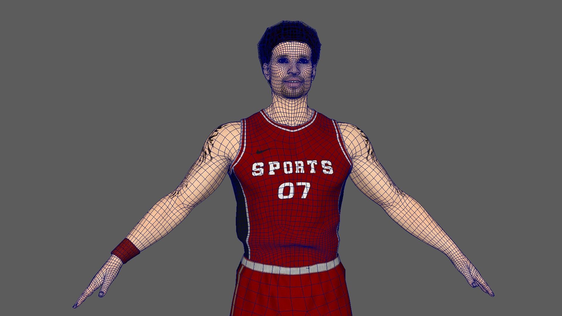 Basketball Player Red Player 04 3D model_8