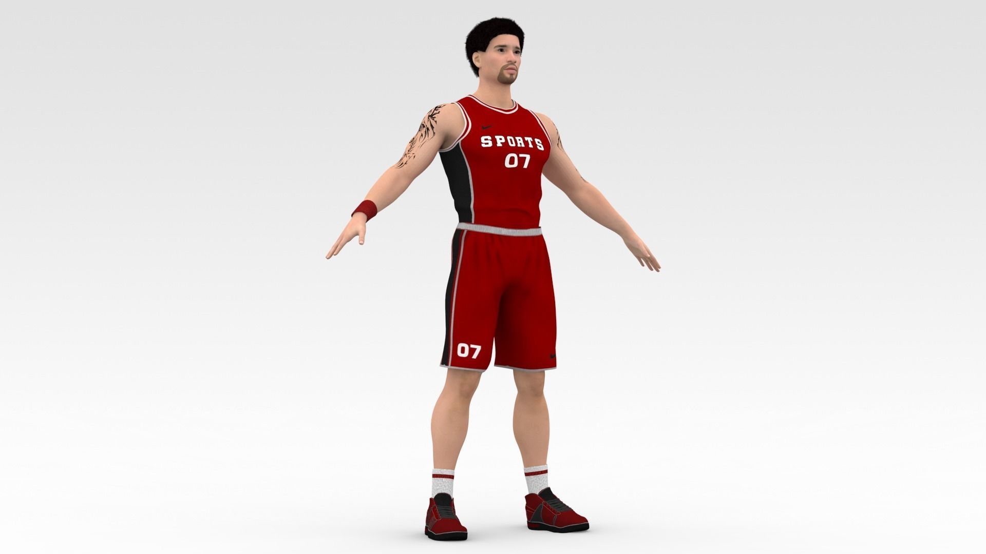 Basketball Player Red Player 04 3D model_5