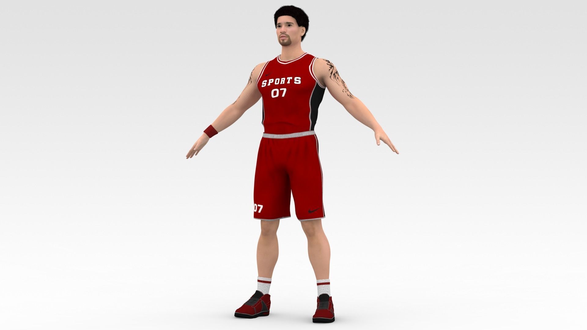 Basketball Player Red Player 04 3D model_2