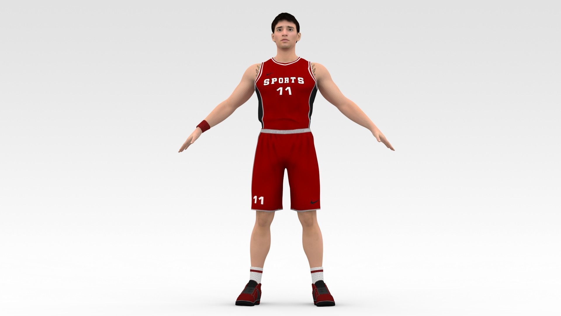 Basketball Player Red Player 05 3D model_6