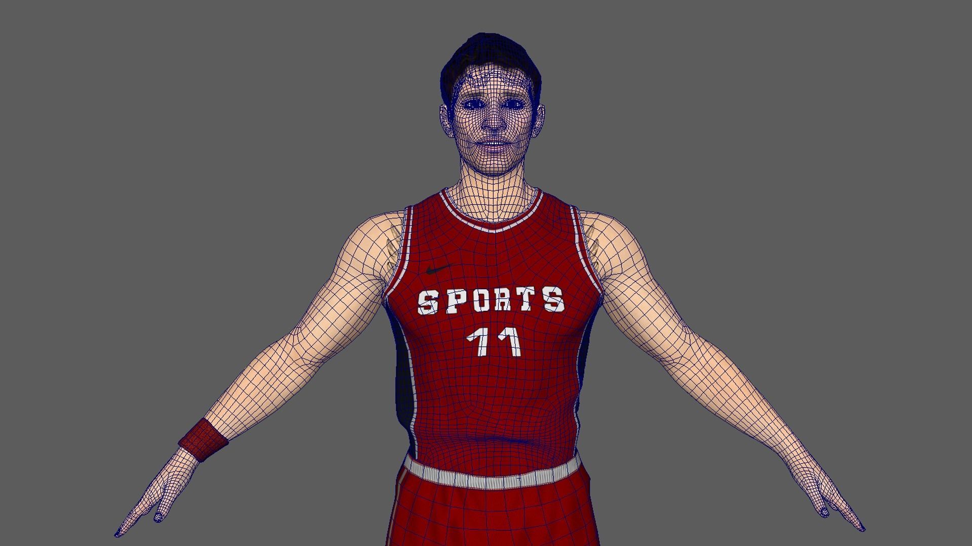 Basketball Player Red Player 05 3D model_8